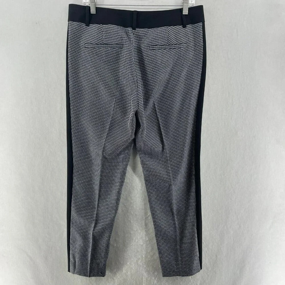 Ann Taylor Dress Pants Women's Sz 8 Black Windowpane Mid-Rise Tapered Pockets - Picture 2 of 10